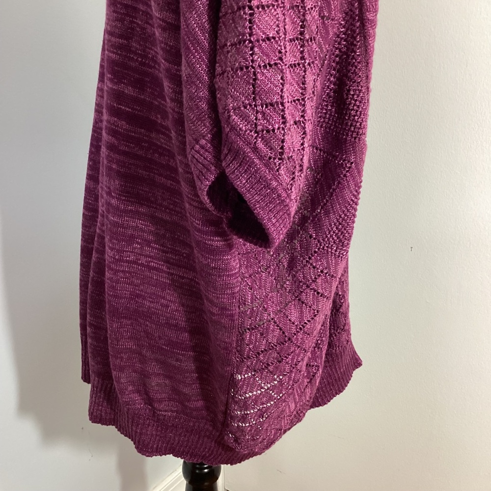 NWT DRESS BARN WOMAN 1X MELANGE PLUM CROCHET SWEATER VEST  V-NECK PULLOVER - Picture 6 of 11